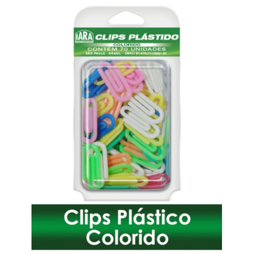 Clips Plástico Colorido Caixa C/70 Unidades Iara – 1CX