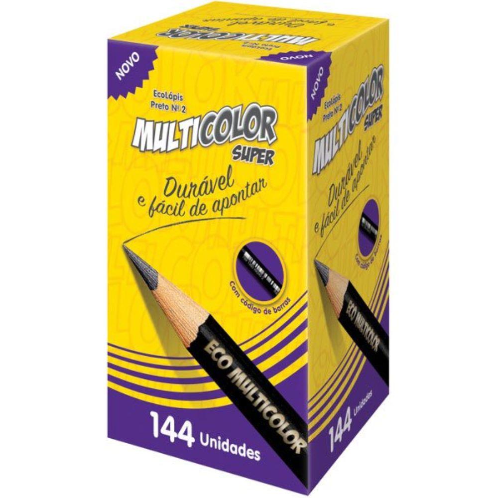 Lápis nº2 Preto Multicolor Caixa com 144