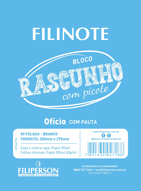 Bloco Pautado Ofício 200x275mm 50 Folhas Filiperson – 1UN