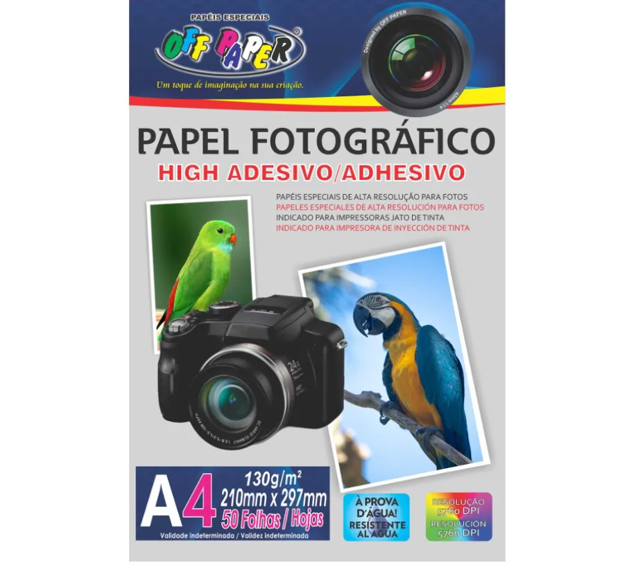 Papel Fotográfico Auto-adesivo A4 Glossy 50 Folhas 130 gramas Off Paper – 1PCT