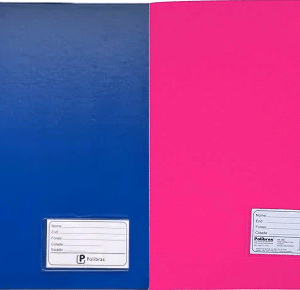 Pasta Catálogo Ofício com 50 Plásticos Rosa ou Azul Polibras- 1UN