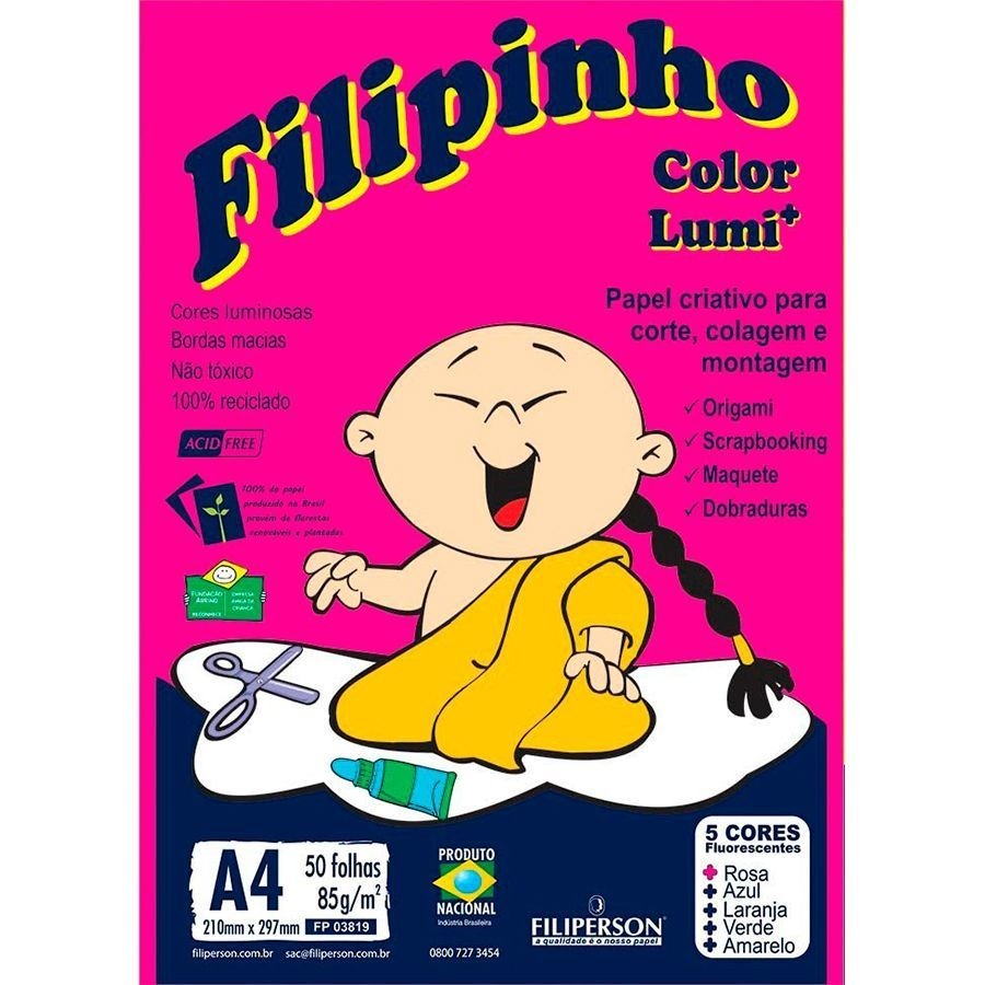 Papel Criativo Filipinho Color Lumi 5 Cores 85g – 1UN