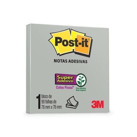 Bloco Post-it Adesivo Cinza 76x76mm com 90 Folhas 3M – 1UN