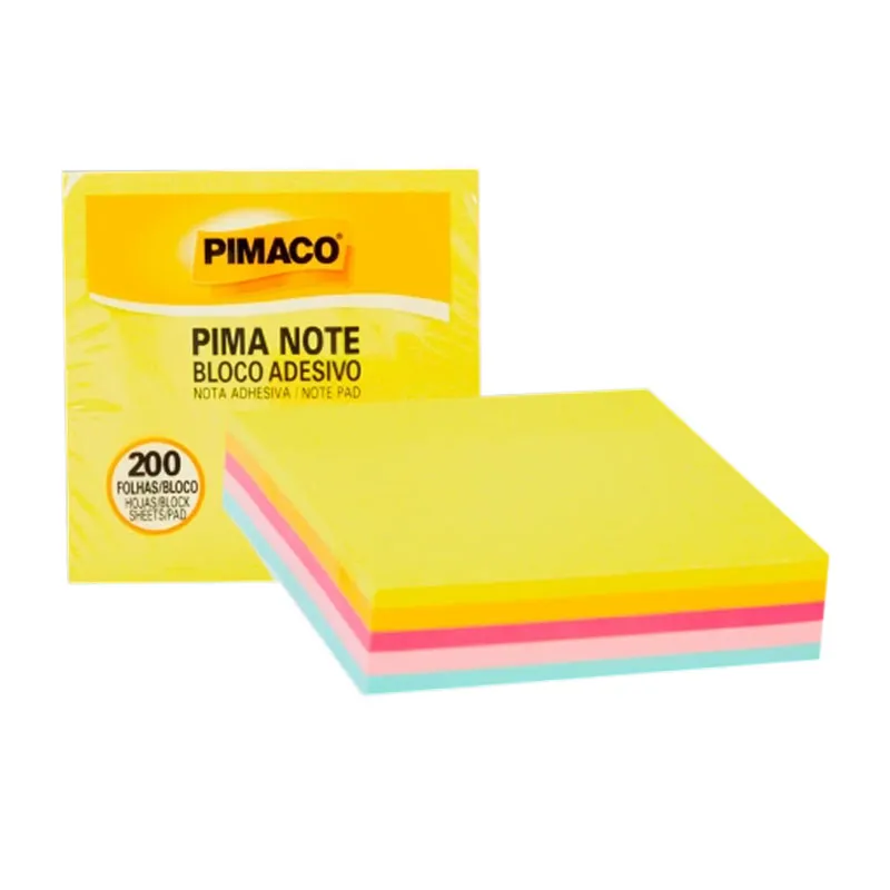 Bloco Adesivo Pima Note Multicor Neon 76x76mm 200 folhas Pimaco – 1UN