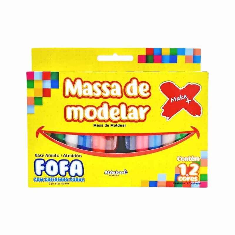 Massa de Modelar 12 Cores 135g Make+ – 1UN