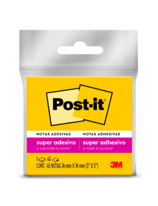 Bloco Adesivo 76x76mm 45 Folhas Amarelo Neon Post-it 3M – 1BL