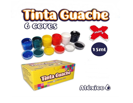 Tinta Guache 6 Cores 15ml Make+ – 1UN