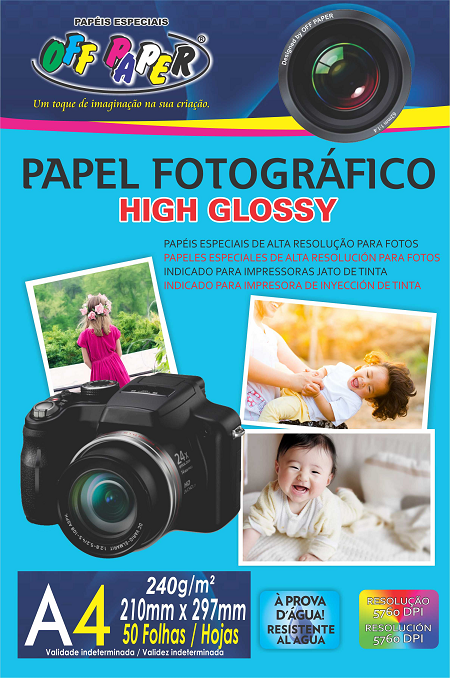 Papel Fotográfico A4 Glossy 240 gramas com 50 folhas Off Paper – 1UN