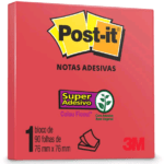 Bloco Post-it Adesivo Vermelho 76x76mm com 90 Folhas 3M – 1UN