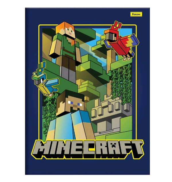 3 Caderno Minecraft Espiral + Brochura 1/4 + Caderno Desenho