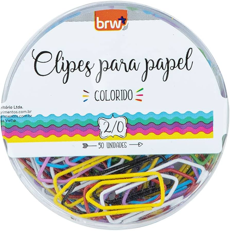 Clips para Papel 2/0 Colorido 50un – 1CX