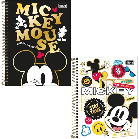 Caderno Espiral Capa Dura Colegial 1 Matéria Mickey 80 Folhas Tilibra – 1UN