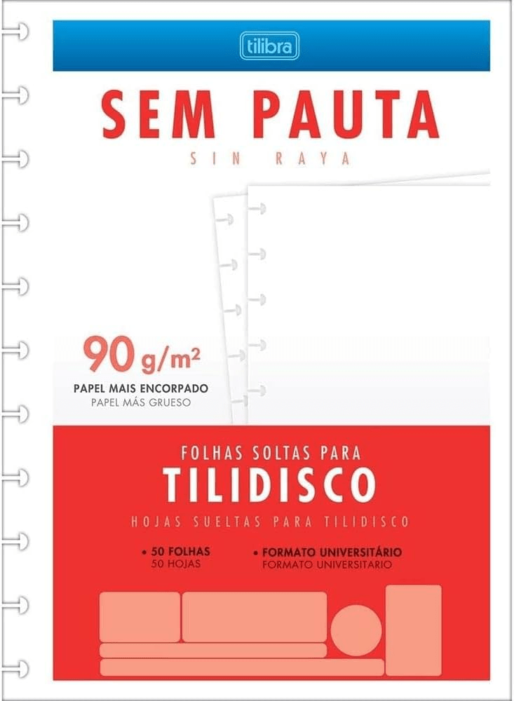 Refil para Tilidisco Universitário Sem Pauta 50 Folhas – 1PCT